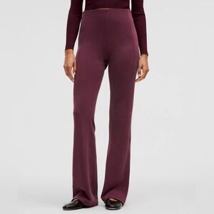 Women's Ribbed High-Waist Pants - Purple